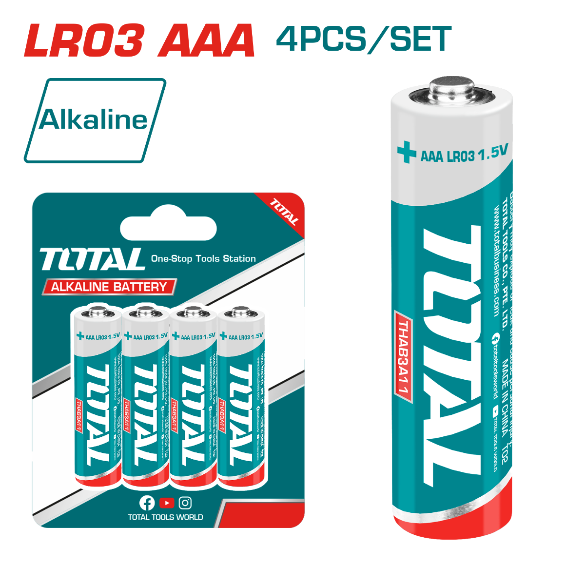 Total Alkaline battery AAA 4PC Set (THAB3A11)